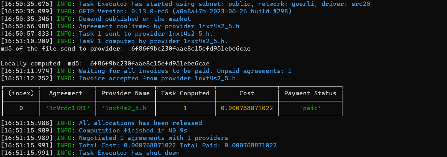 Uploadfile output log